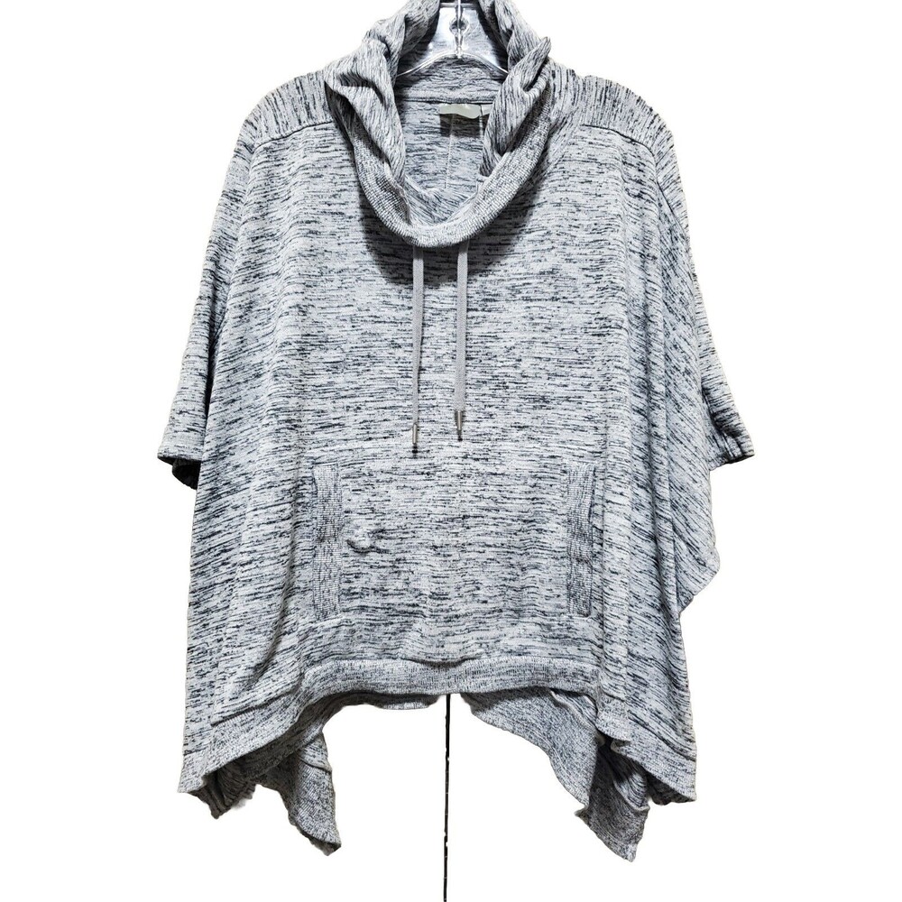 Athleta Gray Blissful Poncho Hoodie 721575 Womens Size Medium Pockets Drawstring